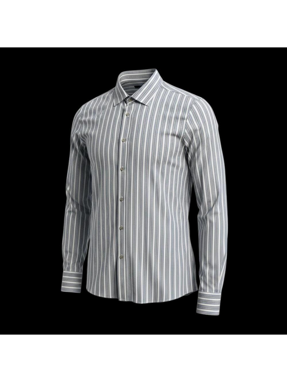 Authentic Gucci Men’s Striped Dress Shirt Blue White Made in Italyn 42 - 16 1/2